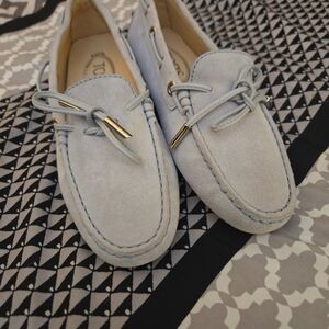 Women's Light Blue Suede Loafers